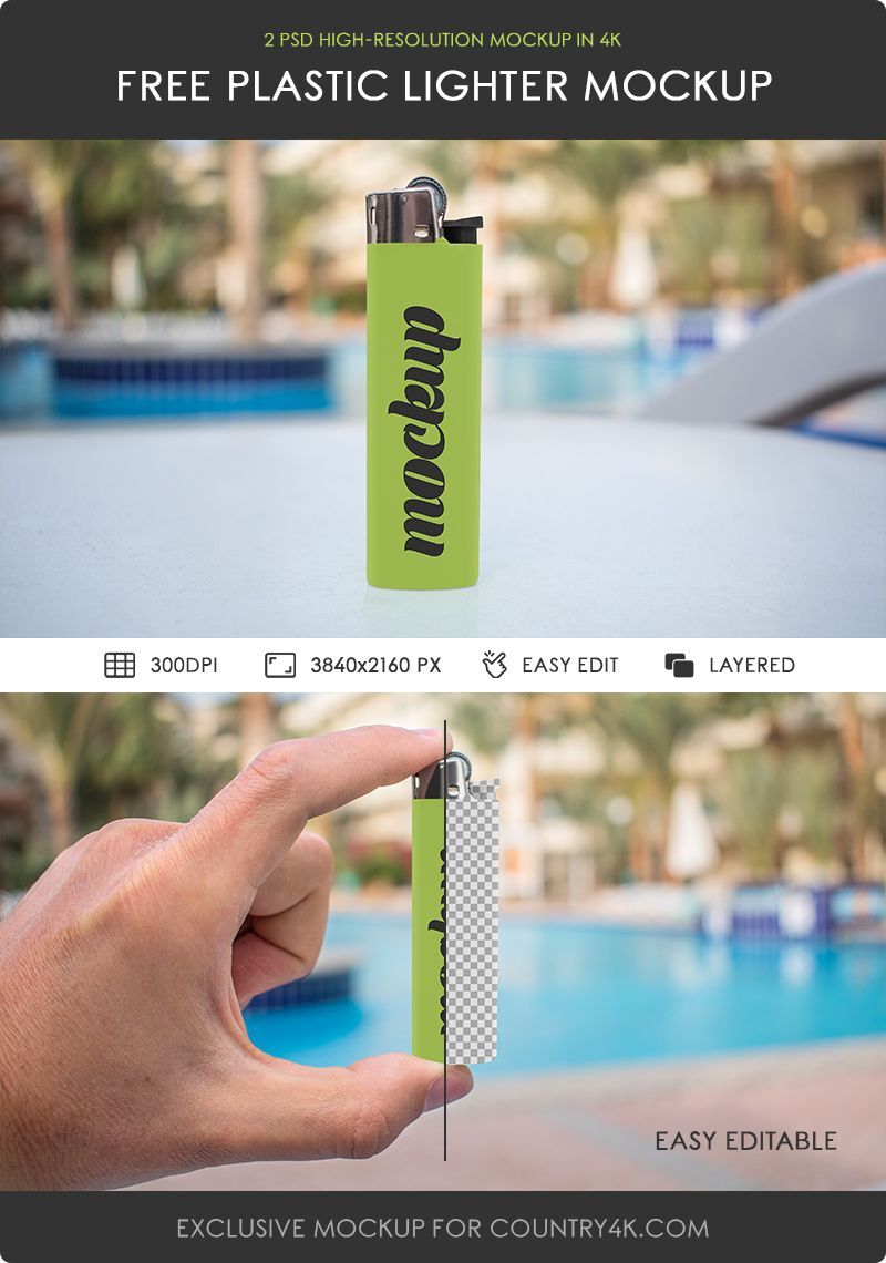 Front View Two Plastic Lighter Mockups FREE PSD