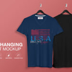Front View V Neck T-shirt on Hanger Mockup
