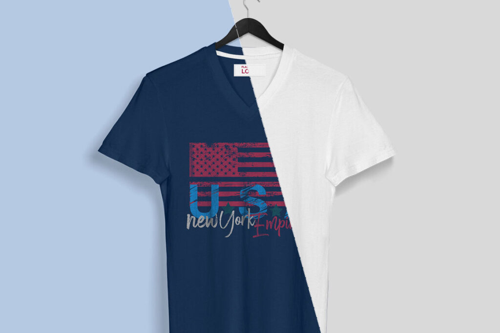 Front View V Neck T-shirt on Hanger Mockup