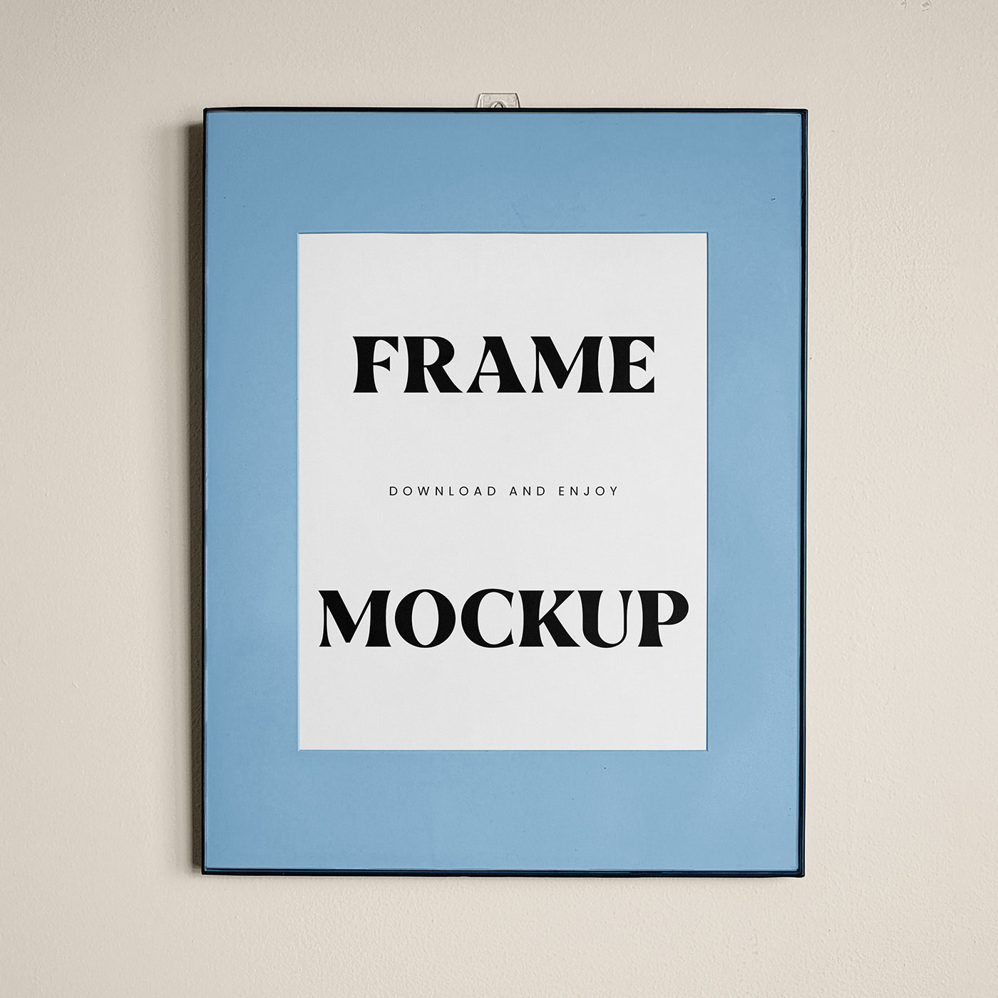 Free Front View Vertical Frame Hanging on Wall Mockup PSD Template