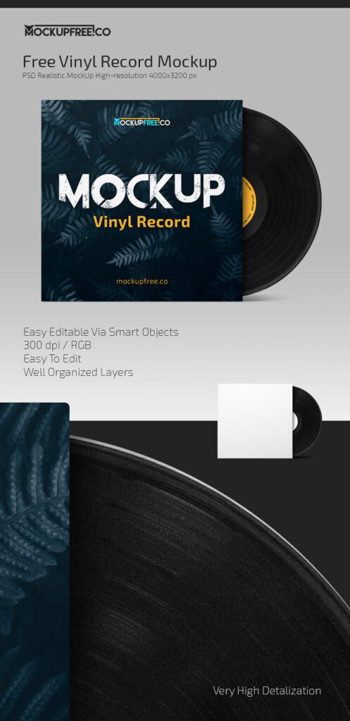 Front View Vinyl Record Cover Art Mockup