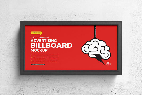 Front View Wall-mounted Billboard Mockup