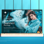 Front View Wide Advertising Backdrop Banner Mockup