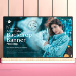 Front View Wide Advertising Backdrop Banner Mockup