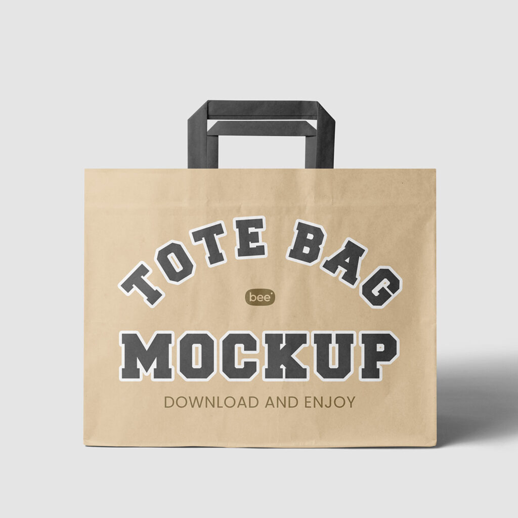 Front View Wide Paper Bag Mockup