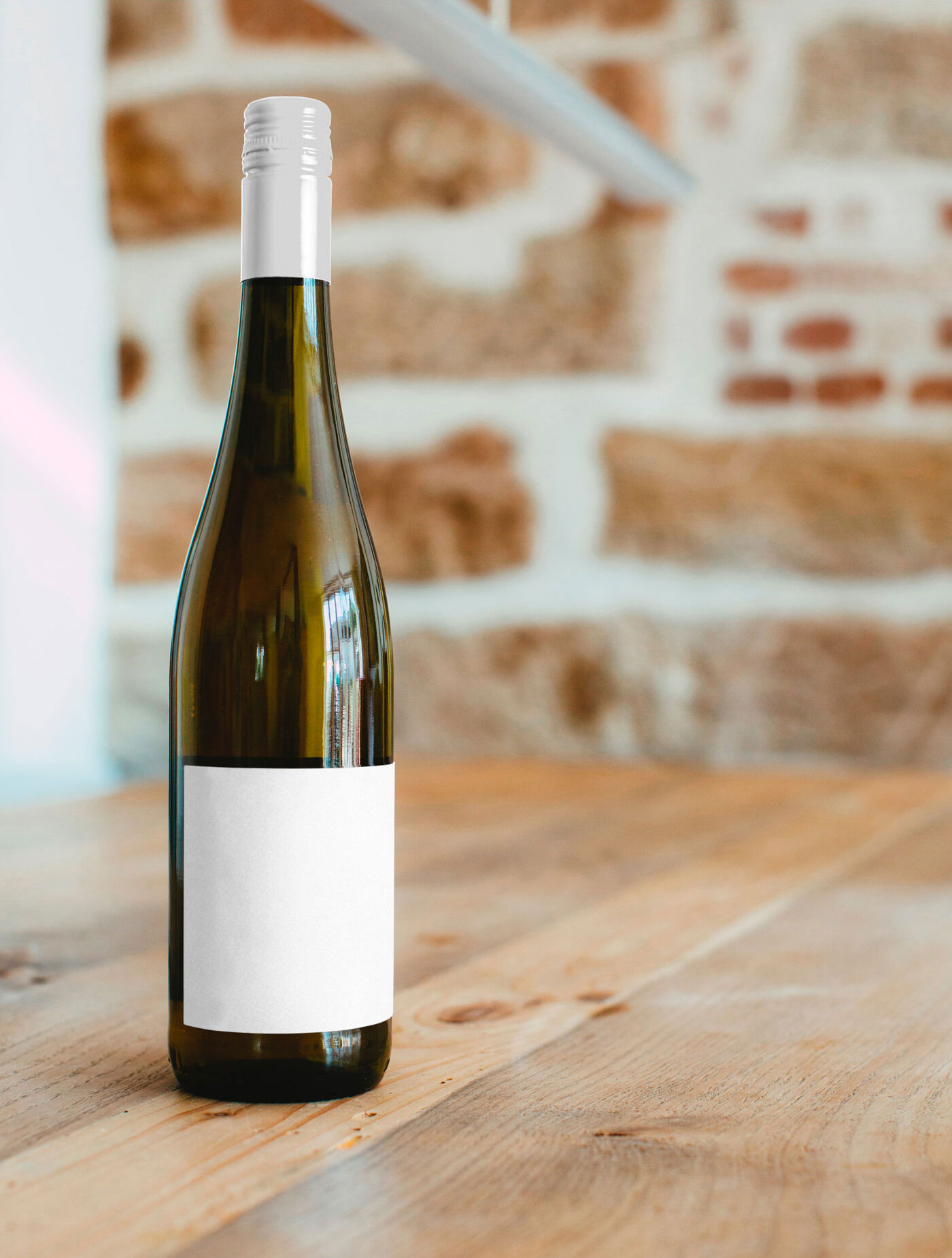 Front View Wine Bottle On Table Mockup FREE PSD