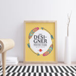 Front View Wooden Poster Frame Against Wall Mockup Scene