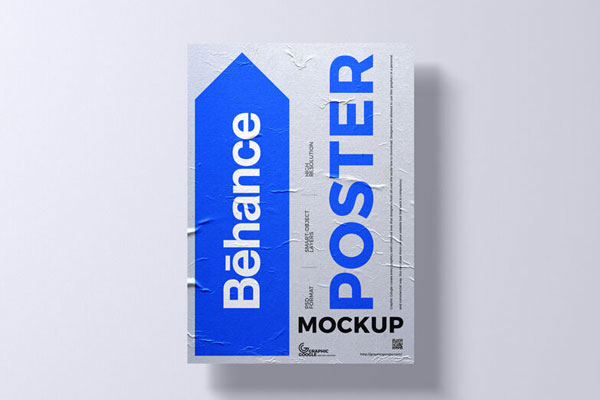 Front-View Wrinkled A3 Poster Mockup
