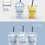 Front Views of 4 Plastic Juice Cup Mockups