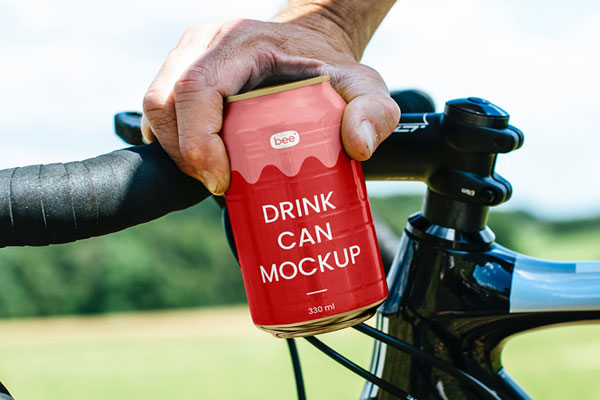 Front Vision of Aluminum Can Mockup