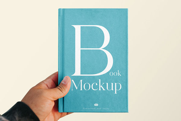Front Vision of Book Cover Mockup in Hand