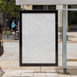 Front Vision of Bus Stop Citylight Mockup