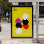 Front Vision of Bus Stop Citylight Mockup