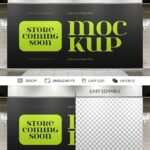 Front Vision of Coming Soon Signboard Store Mockup