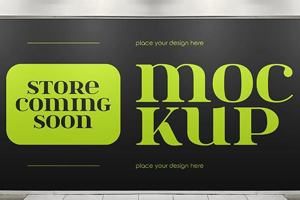 Front Vision of Coming Soon Signboard Store Mockup