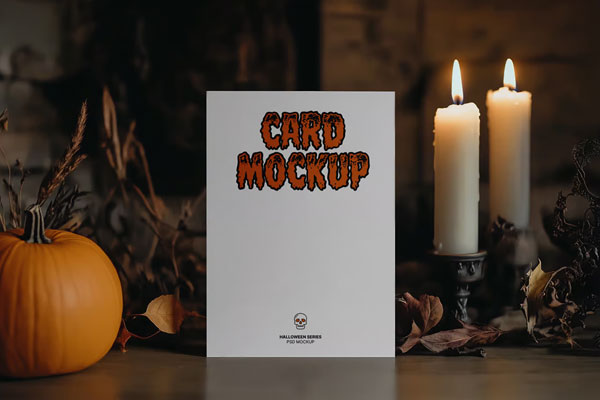 Front Vision of Halloween A4 Card Mockup