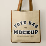 Front Vision of Hand Holding Tote Bag Mockup