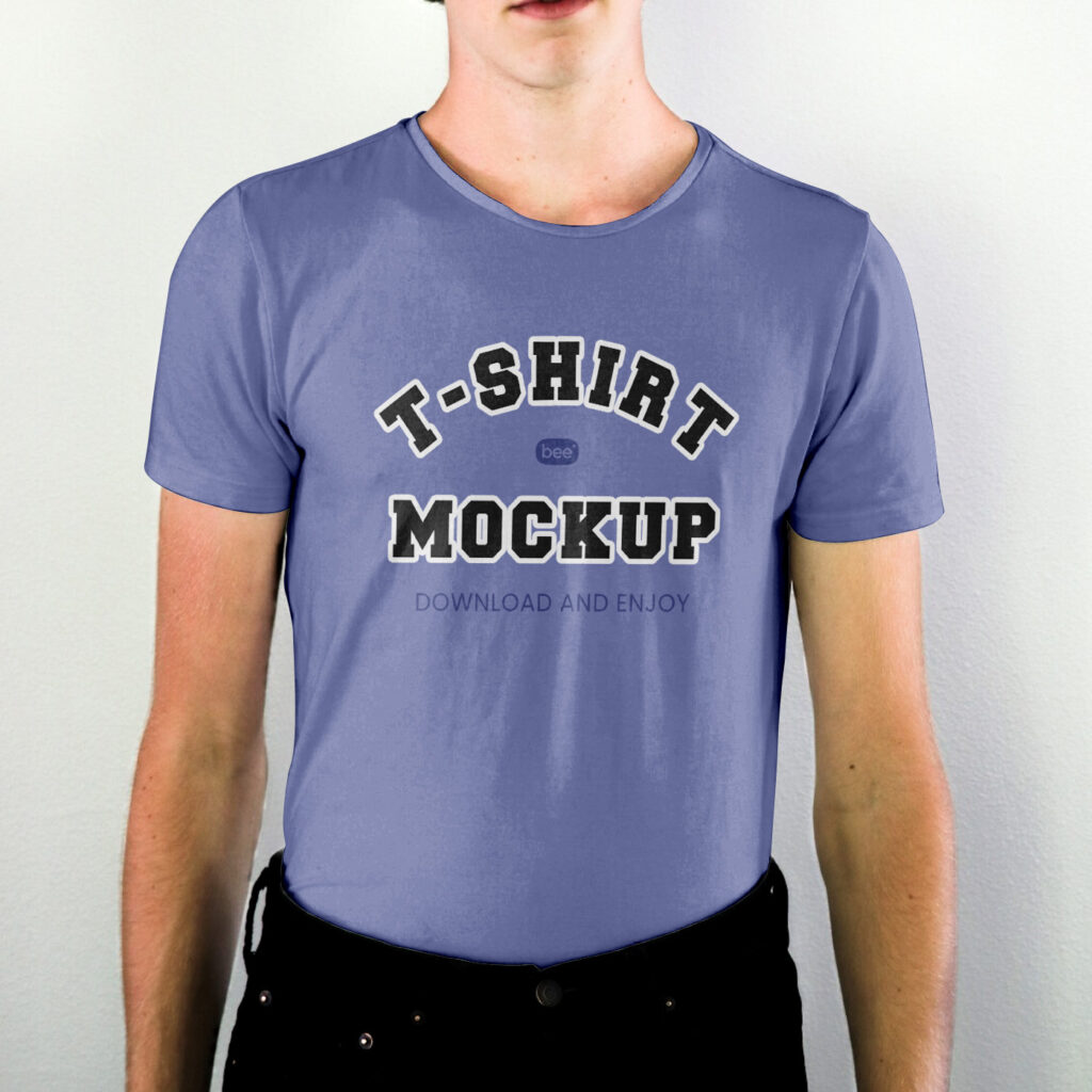 Front Vision of T-Shirt Mockup on Men