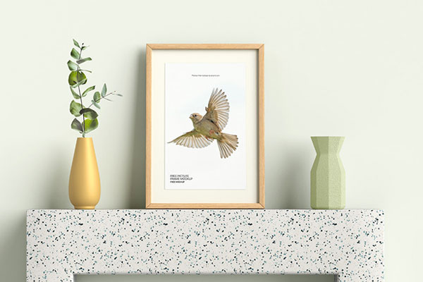 Front Vision of Wooden Picture Frame Mockup