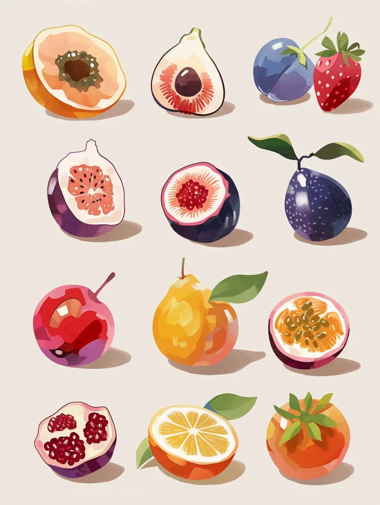 Fruit Varieties Halved
