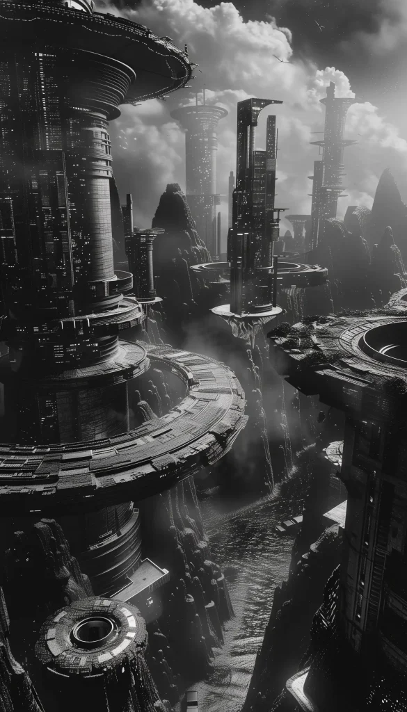 Futuristic Cityscape Raw Monochrome