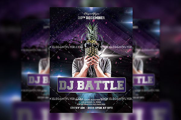Futuristic Glittery DJ Battle Event Flyer Facebook Cover Template