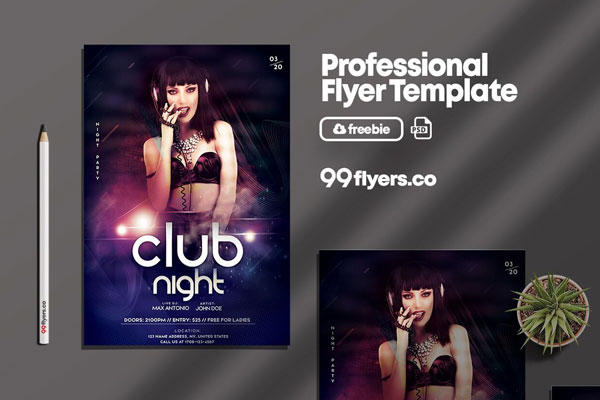 Futuristic Night Club DJ Party Flyer Template
