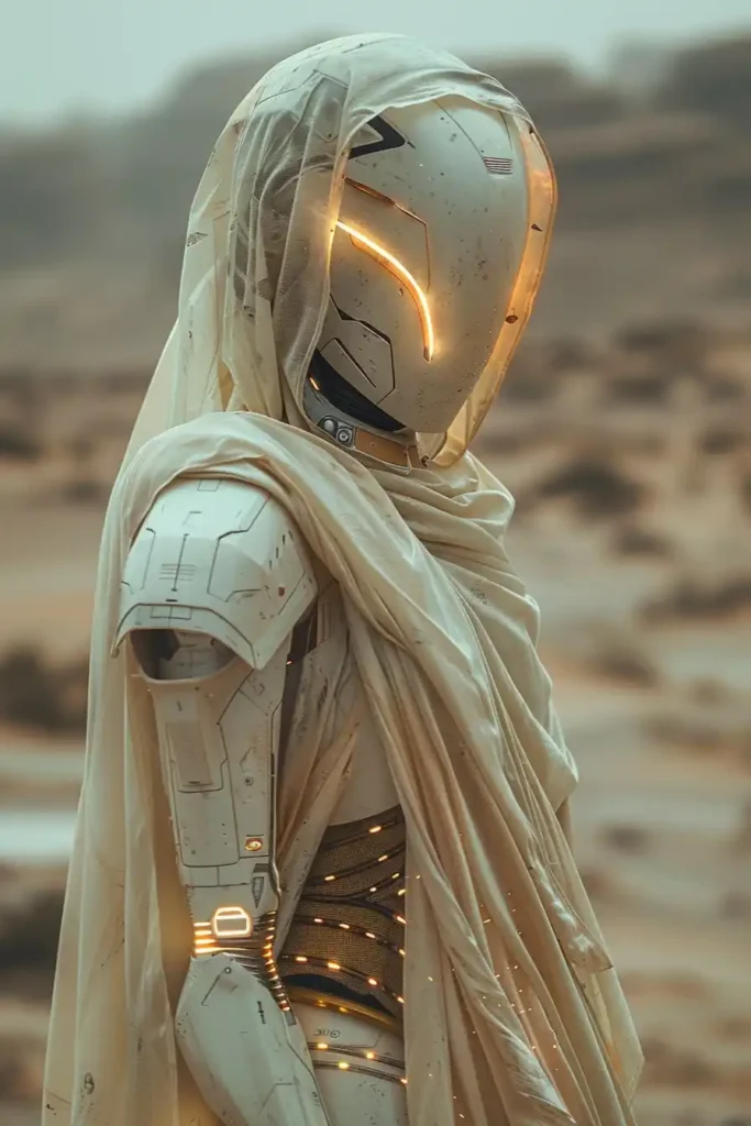 Futuristic Robot in Desert