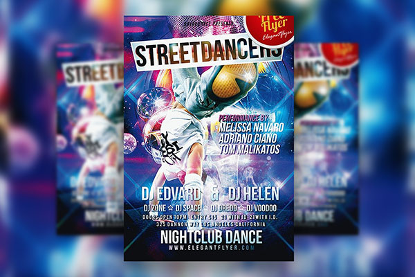 Futuristic Sparkly Street Dancers Flyer Template with a Facebook Cover