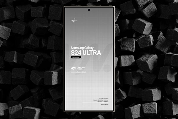 Galaxy S24 Ultra Mockup on Cube Stones
