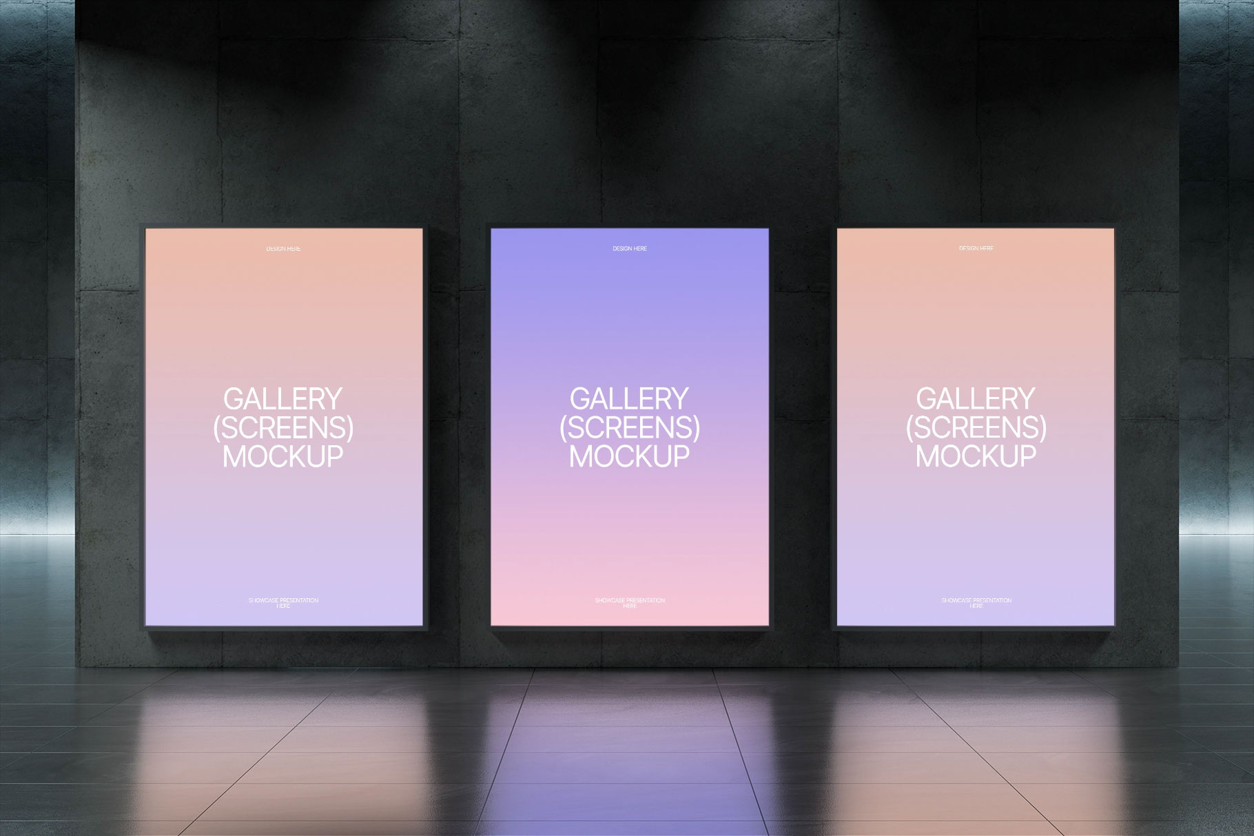 Free Gallery Screens Mockup PSD Template