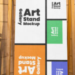 Gallery Wooden Stand Mockup in Front View