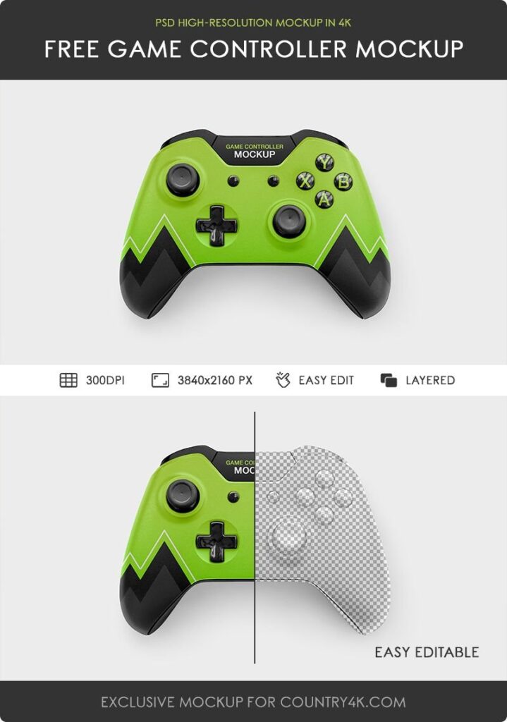 Game Controller Mockup in Facing View