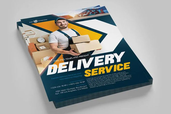 Geometric Delivery Service Flyer and Facebook Cover Template