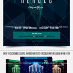 Geometric, Futuristic Night Party Flyer Along with Facebook Cover Templates