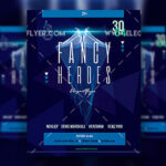 Geometric, Futuristic Night Party Flyer Along with Facebook Cover Templates