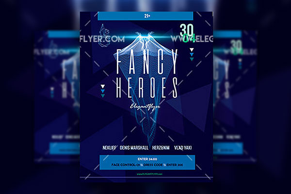 Geometric, Futuristic Night Party Flyer Along with Facebook Cover Templates