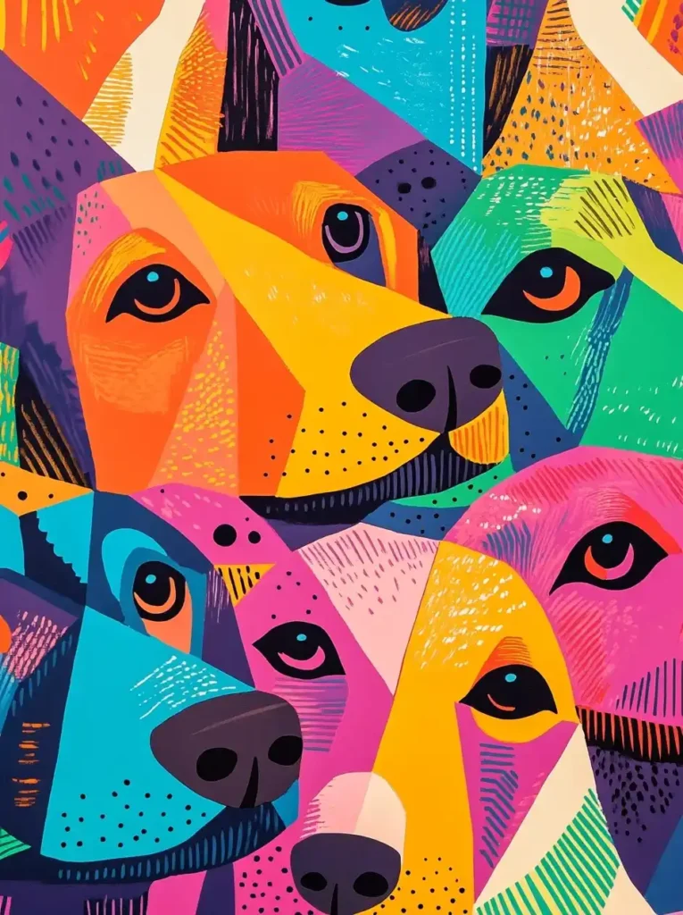 Geometric Labrador Linocuts