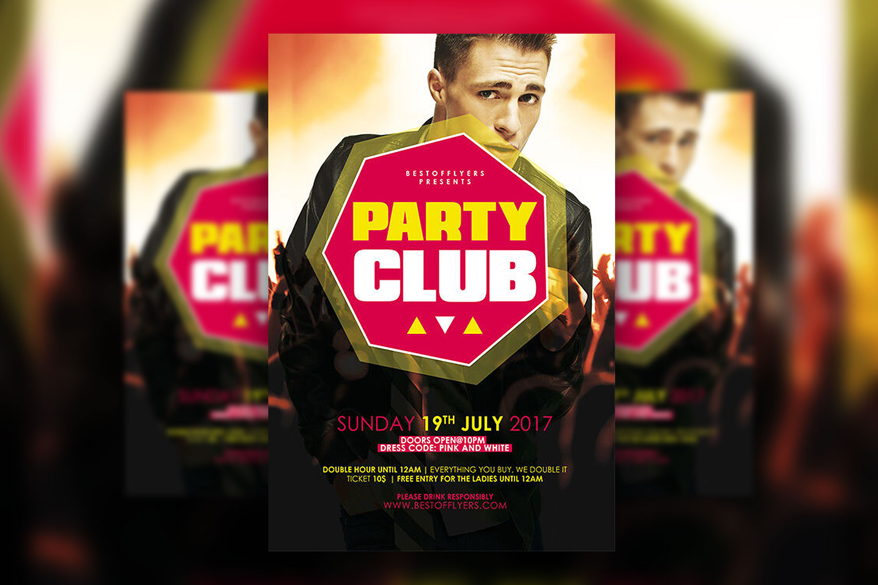 Geometric Modern Club Party Poster, Flyer, and Facebook Templates FREE PSD