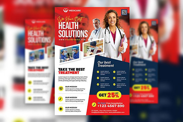 Geometric, Modern Health Care Services Flyer Template flyer preview