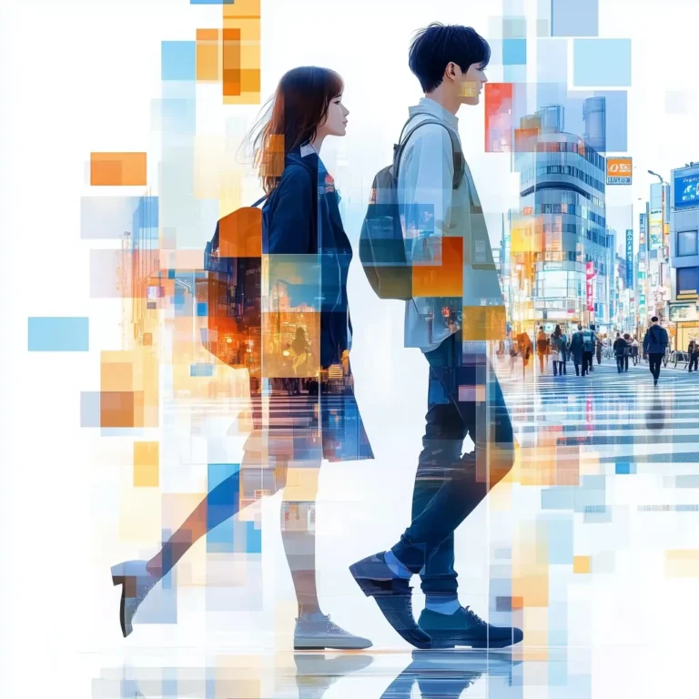 Geometric Shibuya Crossing Night