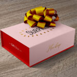 Gift Packaging Box with a Ribbon Flower Mockup