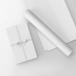 Gift Wrapping Paper Rolled and Flat Mockup with Wrapped Gift