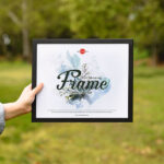 Girl Showing Frame in a Outdoor Environment Mockup
