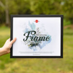 Girl Showing Frame in a Outdoor Environment Mockup