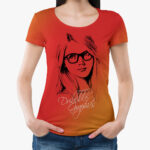 Girl Wearing Round Neck T-shirt Mockup with Hands in Pockets