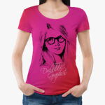 Girl Wearing Round Neck T-shirt Mockup with Hands in Pockets