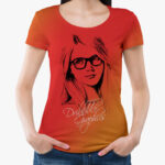 Girl Wearing Round Neck T-shirt Mockup with Hands in Pockets