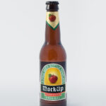 Glass Beer Bottle Mockup Front View with Simple Background