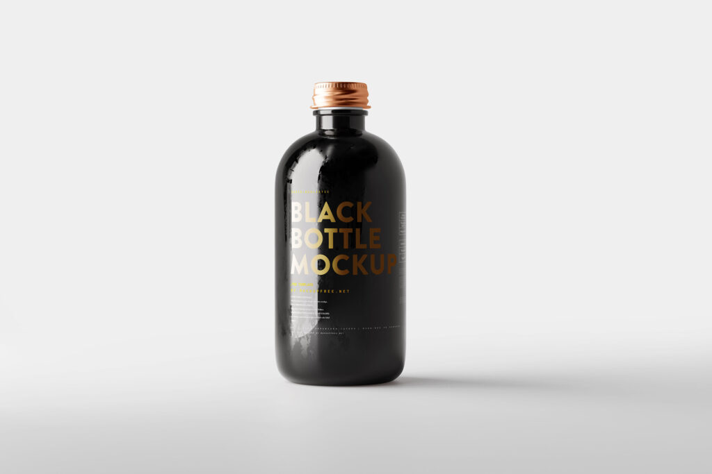 Glass Bottle Mockup of 5 Different Views